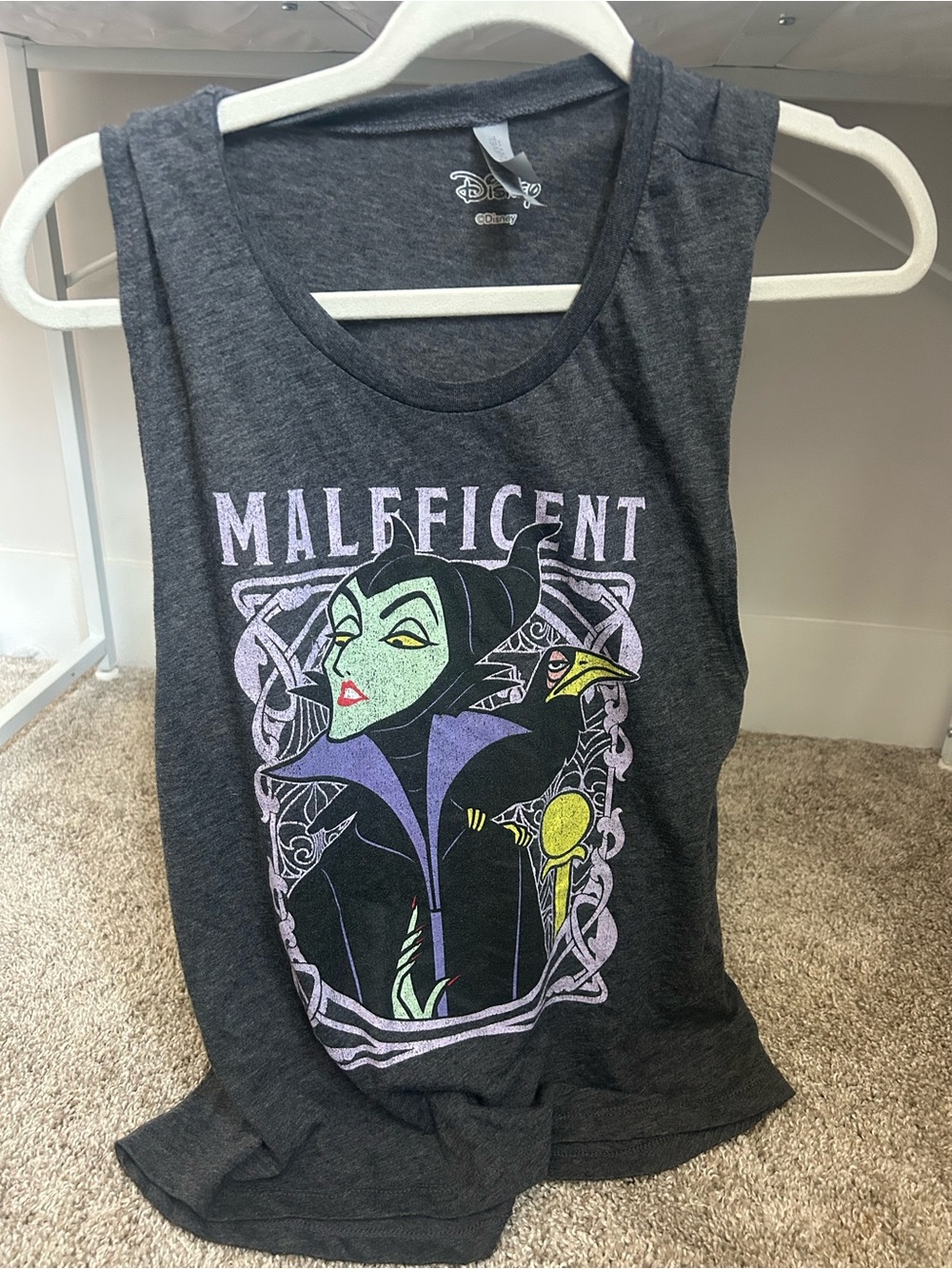 Disney Maleficent Graphic Tank Top - Charcoal with Purple & Green